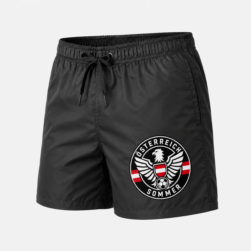 Österreich Sommer Badehose 2026 – Fanwear Swim Shorts für Strand, Pool & Matchday