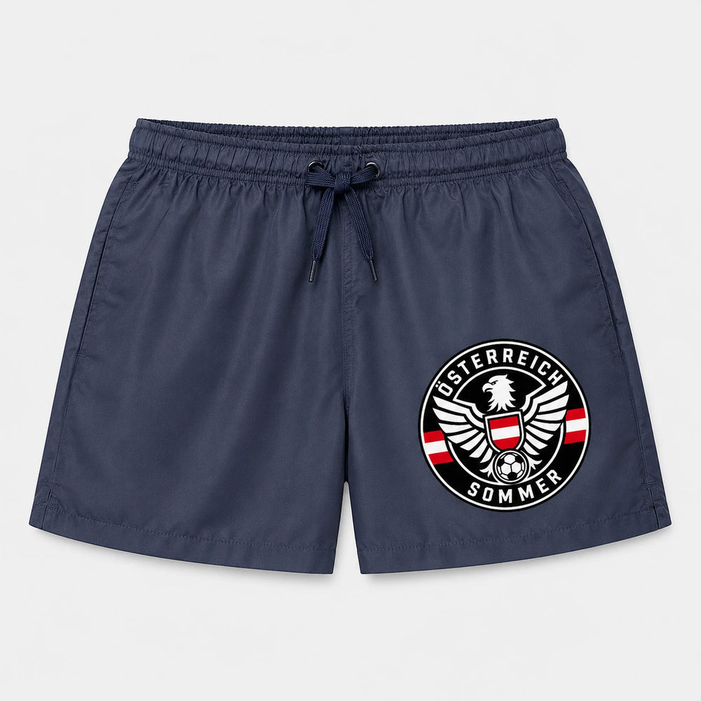 Österreich Sommer Badehose 2026 – Fanwear Swim Shorts für Strand, Pool & Matchday