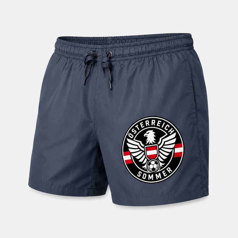 Österreich Sommer Badehose 2026 – Fanwear Swim Shorts für Strand, Pool & Matchday
