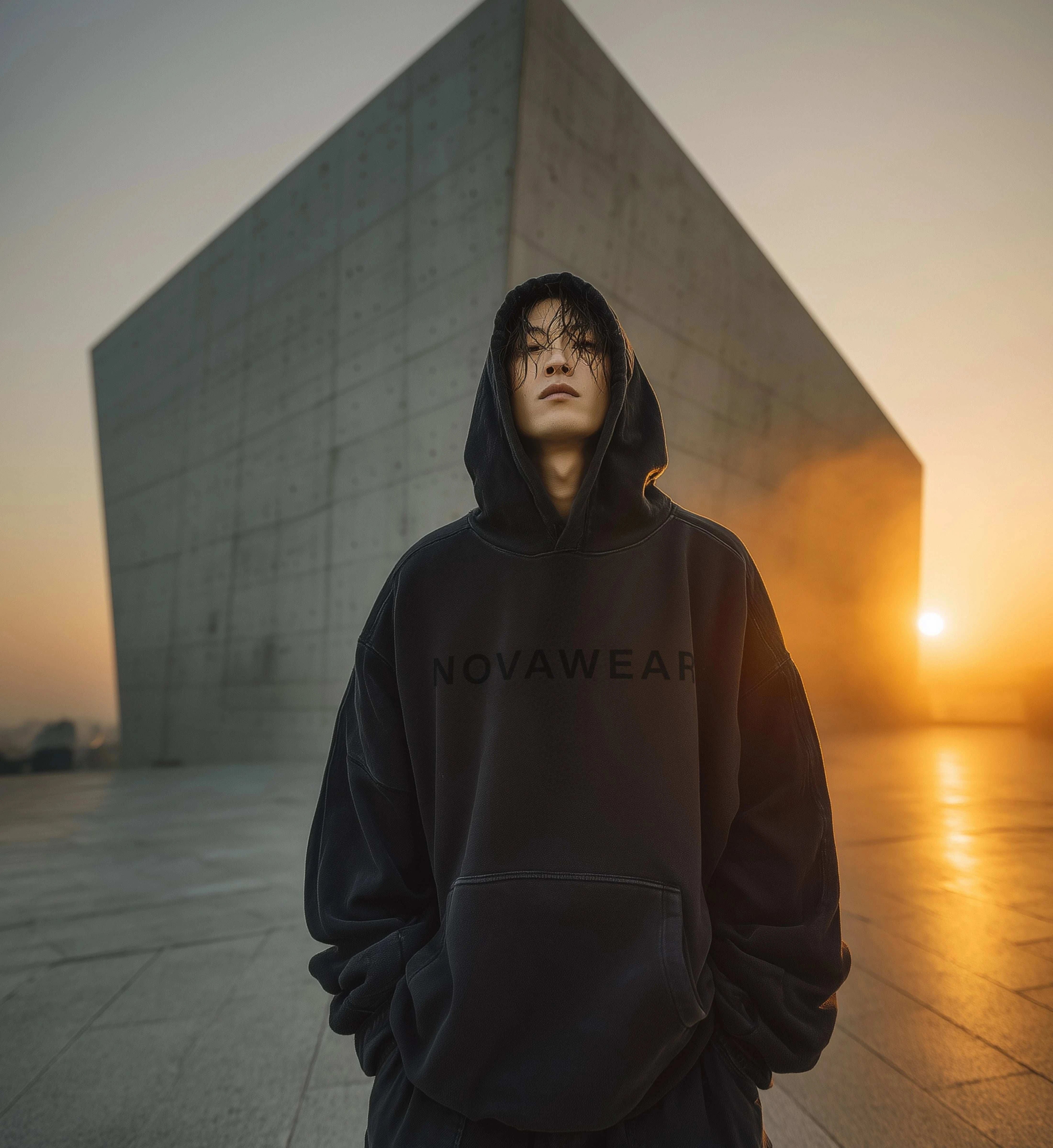 Image of NOVA CORE HOODIE – Black Edition (380 GSM Premium Oversized)