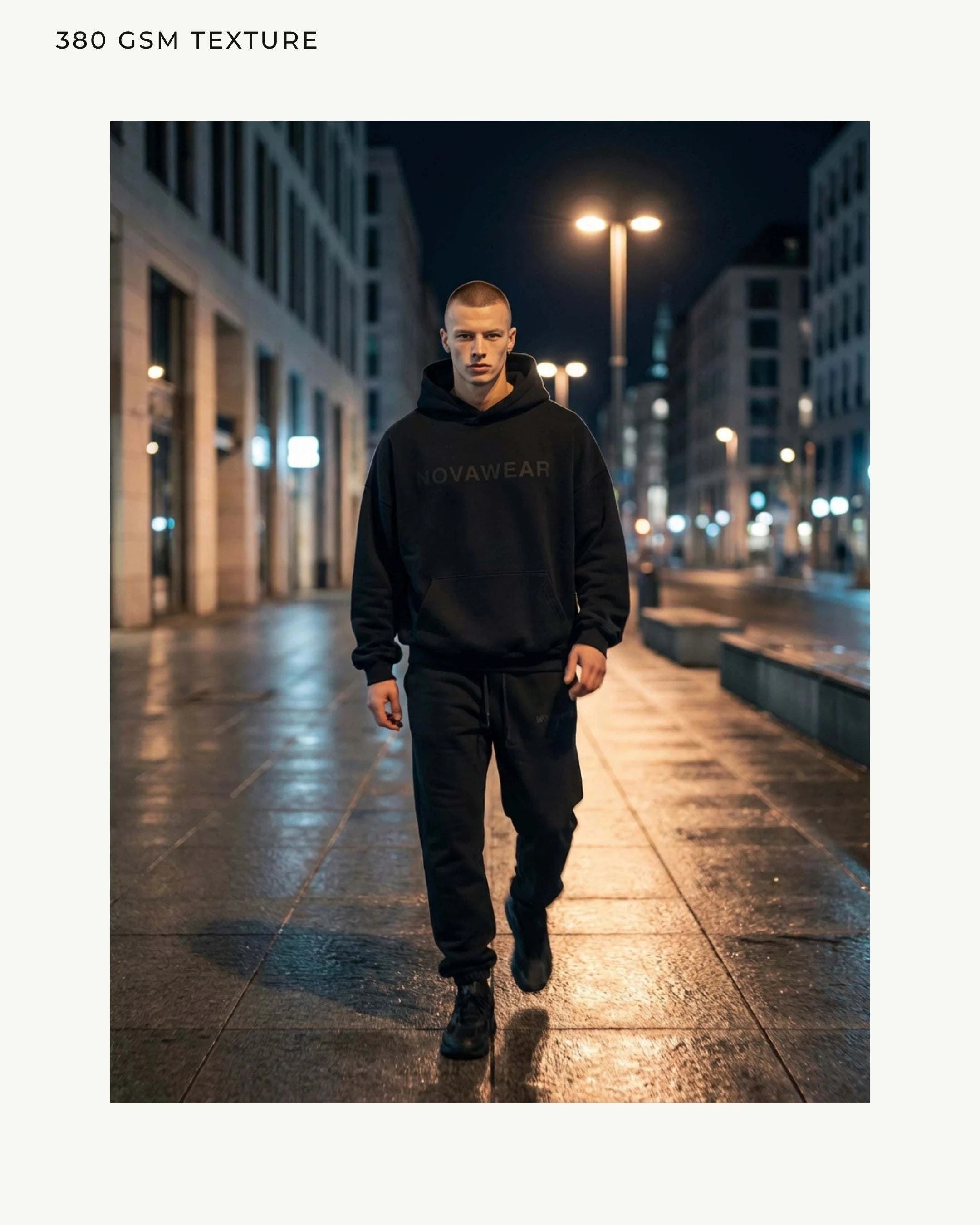 Image of NOVA CORE HOODIE – Black Edition (380 GSM Premium Oversized)