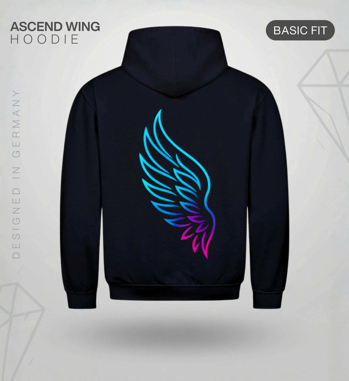 Ascend Wing Hoodie – Cyan/Magenta Hoodie Novawear