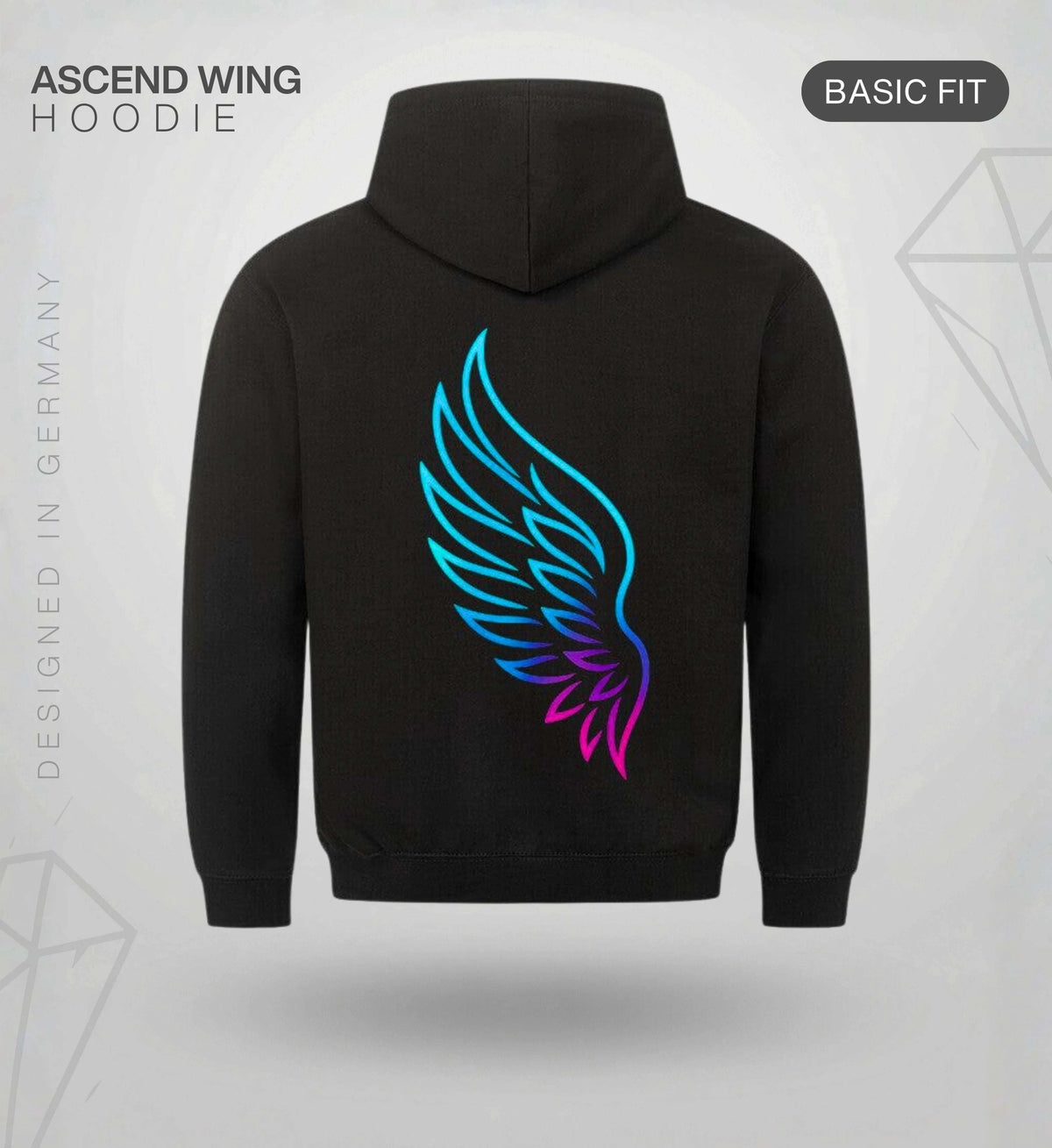 Ascend Wing Hoodie – Cyan/Magenta Hoodie Novawear