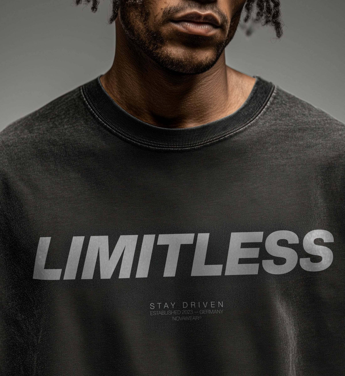 LIMITLESS SCRIPT TEE – Frontprint Edition Oversized T-Shirt Novawear