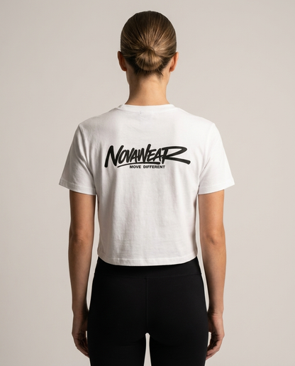 Lineform Cropped Tee Weiß Rückansicht