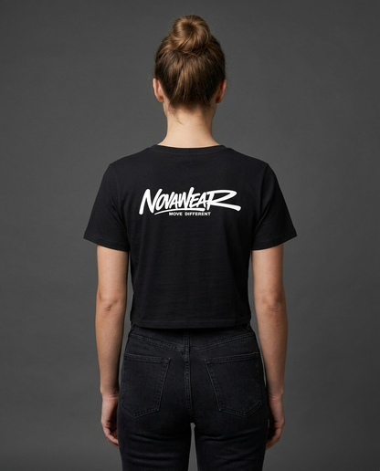 Lineform Cropped Tee Schwarz Rückansicht