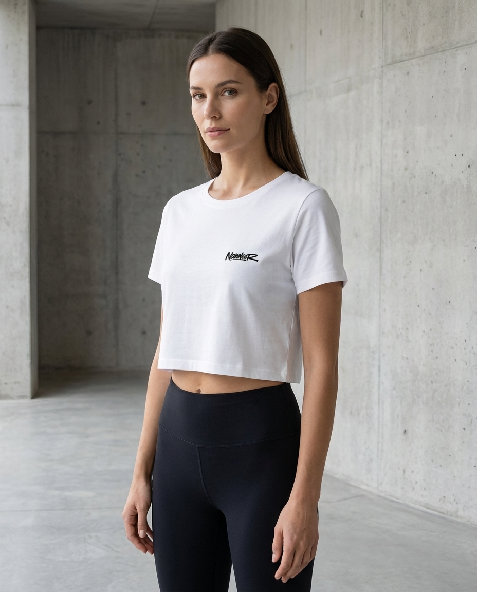 Lineform Cropped Tee Weiß 3/4 Frontansicht