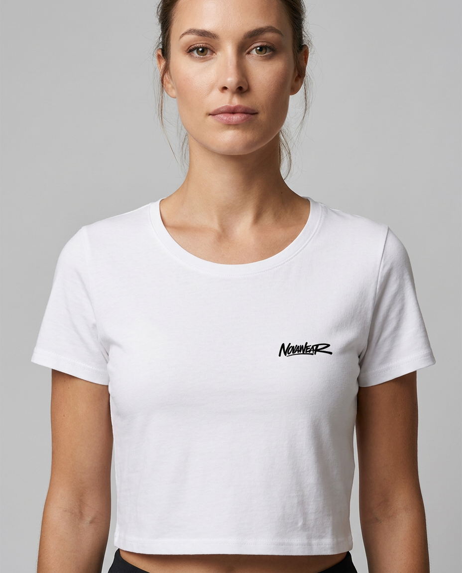 Lineform Cropped Tee Weiß Detailansicht