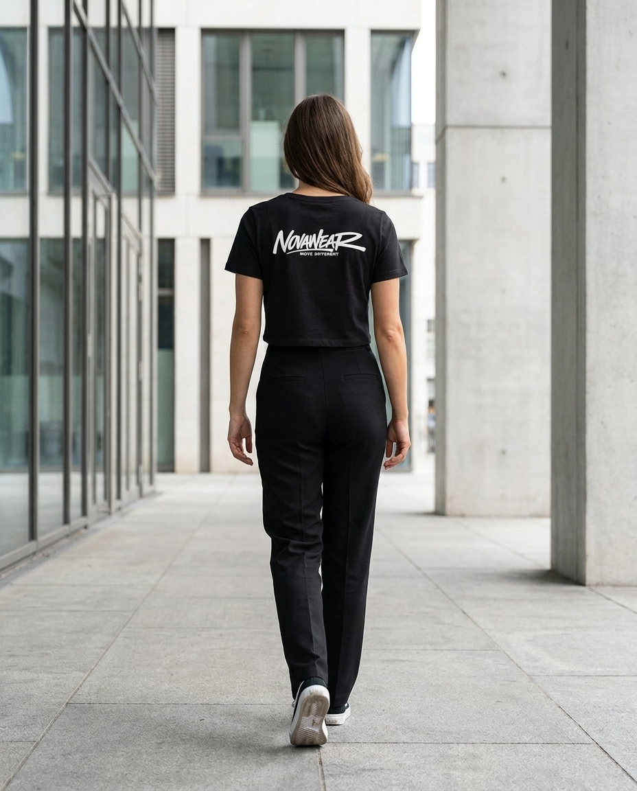 
Lineform Cropped Tee Black Lifestyle Rückansicht