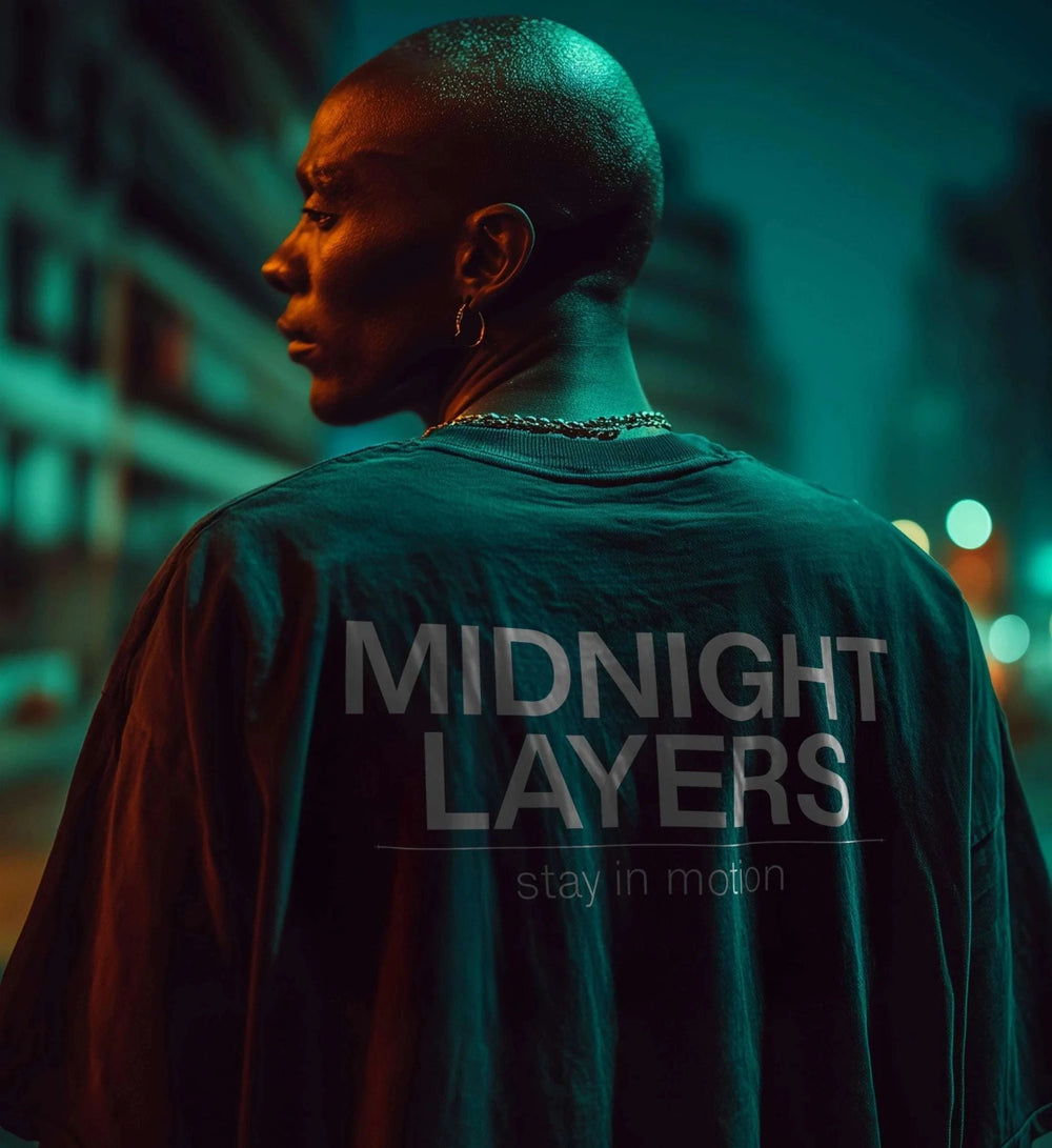 MIDNIGHT LAYERS TEE – Backprint Edition Oversized T-Shirt Novawear