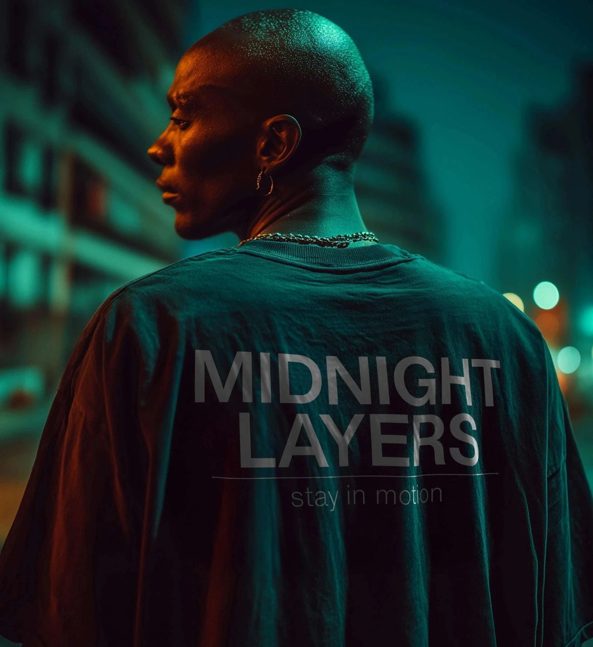 MIDNIGHT LAYERS TEE – Backprint Edition Oversized T-Shirt Novawear