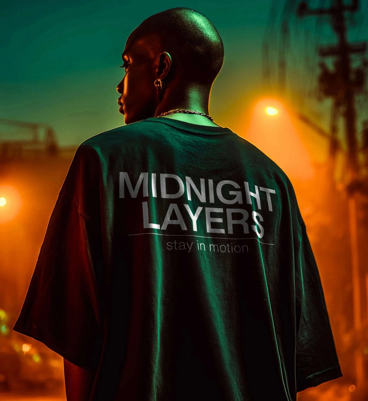 MIDNIGHT LAYERS TEE – Backprint Edition Oversized T-Shirt Novawear