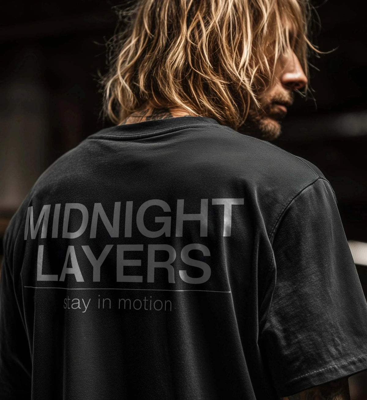 MIDNIGHT LAYERS TEE – Backprint Edition Oversized T-Shirt Novawear