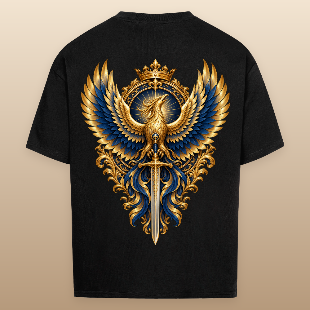 
NOVAWEAR® ASCEND Heavyweight Oversized T-Shirt – blacker Backprint als Studio-Produktfoto
