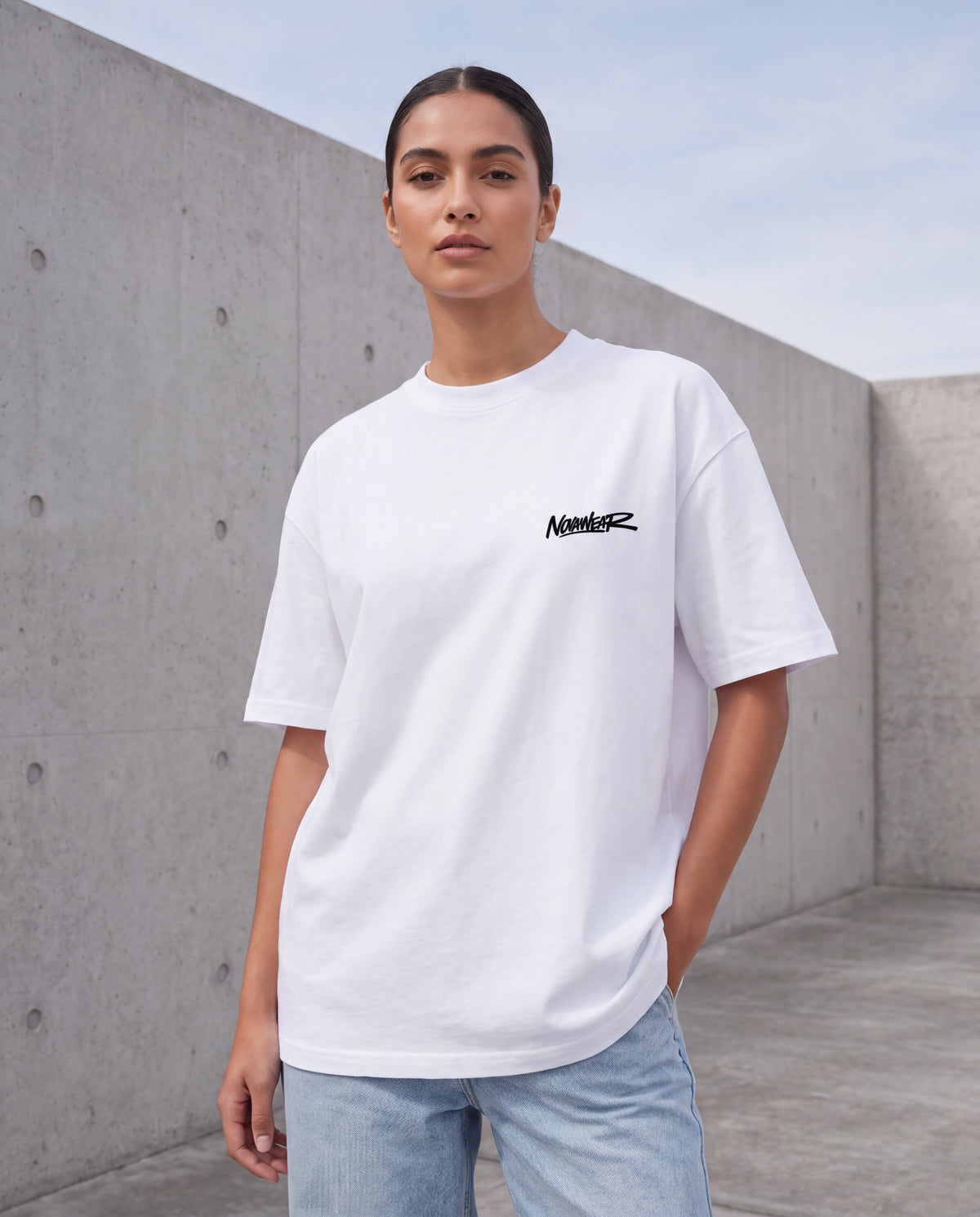 NOVAWEAR Coreframe Premium Shirt in Weiß – Frontansicht