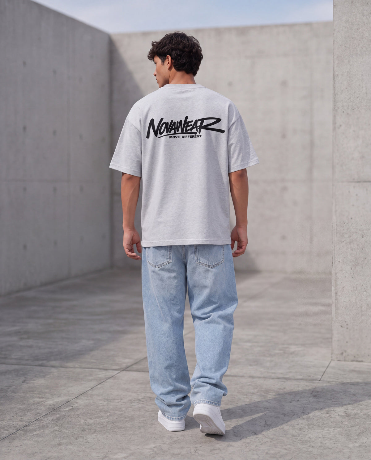 NOVAWEAR Coreframe Premium Shirt in Heather Grey – Rückenansicht
