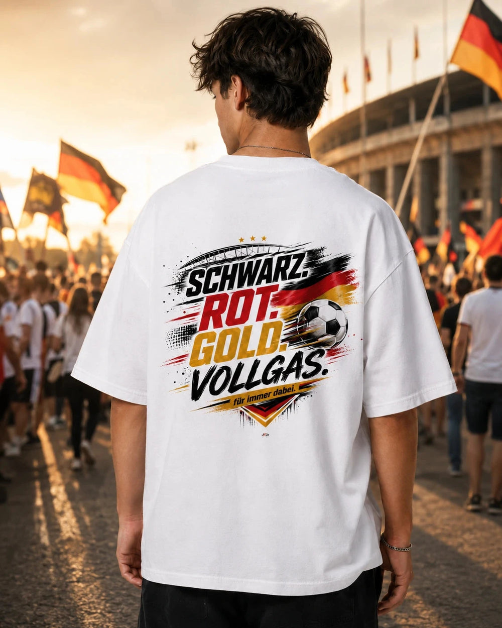 Schwarz-Rot-Gold Vollgas Oversized Shirt Oversized T-Shirt Novawear