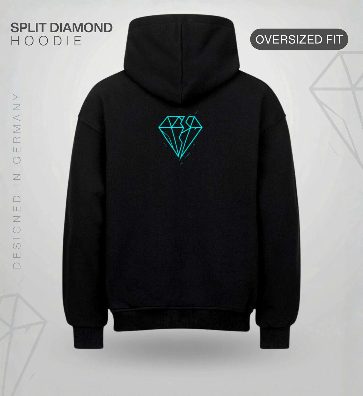 Split Diamond Ikarus Hoodie – Cyan Hoodie Novawear